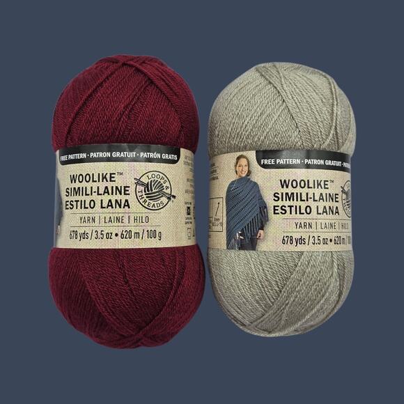 Loop & Threads Woolike Simili-Laine SF Yarn Mauve #4 Cool Gray #2 Acrylic/Nylon - Picture 1 of 8